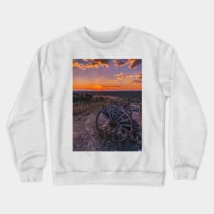 Old Wooden Wheels Left Behind on a Trail Crewneck Sweatshirt